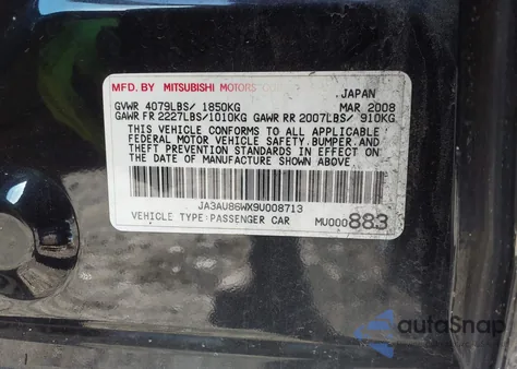 2009 Mitsubishi Lancer Gts from USA, damaged, VIN JA3AU86WX9U008713